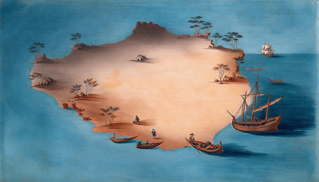 Mapa da costa norte da Austrália mapeada em 1644