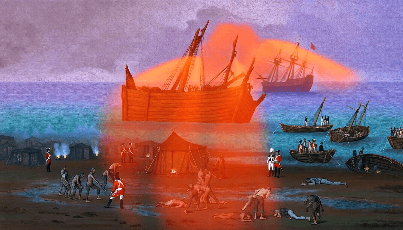 Navios da Segunda Frota chegando com condenados (1790)