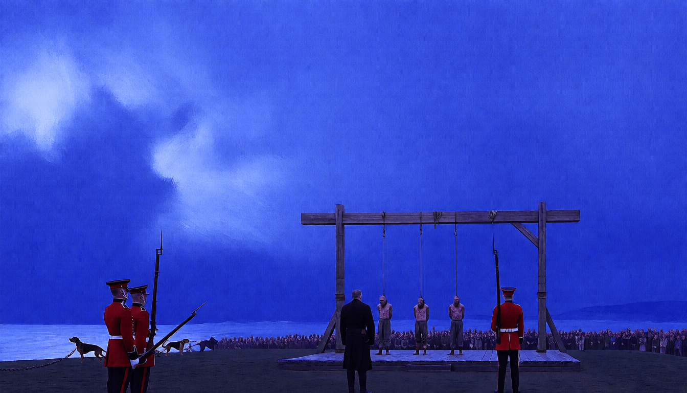 Ilustração da fuga de condenados por barco em Port Arthur (1832)