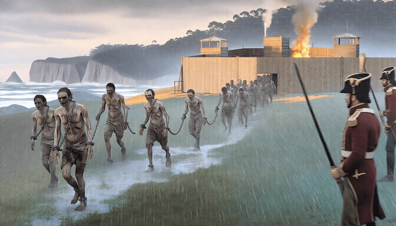 Ilustração do Inferno na Terra na Ilha Norfolk (1825)