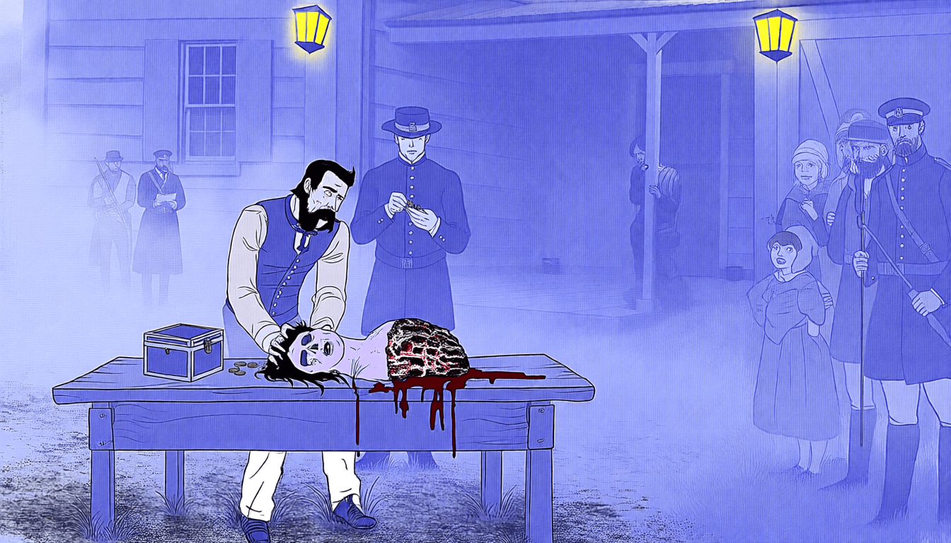 Ilustração da cabeça de Michael Howe exibida em Hobart (1821)